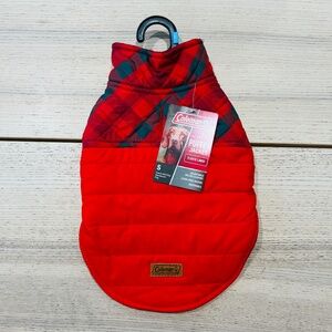 Coleman Pet Puffer Jacket Dog Fleece Lined Red Green Plaid NWT Christmas pajama